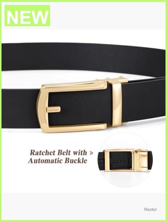 Faux Leather Ratchet Belt with Gold Buckle - Trendy Adjustable 1.2\